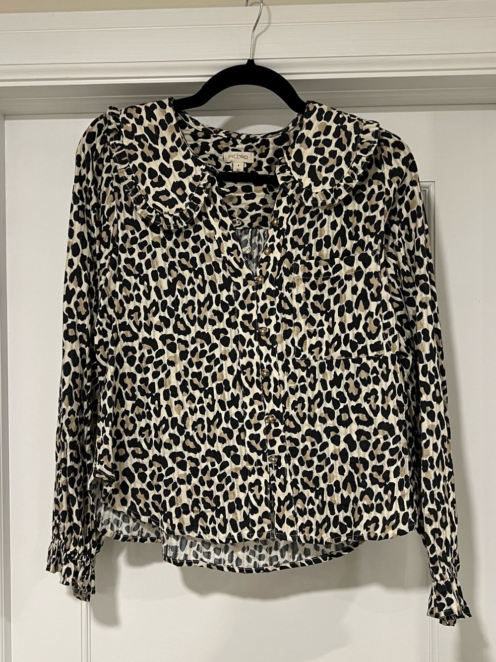 Anthropologie Pilcro Keira Collared Button-Front Blouse Long-Sleeve Edition